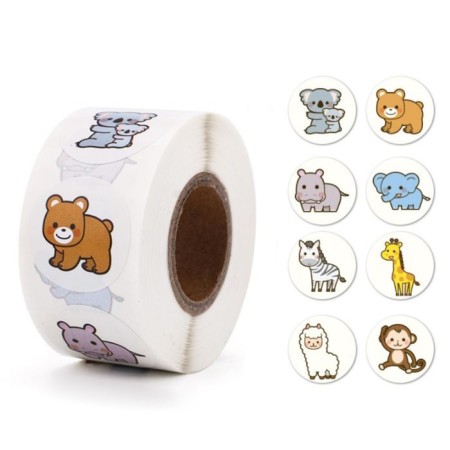 Stick Paper "Beasts of the jungle" d = 2.5 cm 500 pcs in a roll 3x6.5x6.5 cm