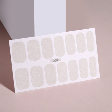 Manicure films, 14 pcs, with sparkles, white color-2