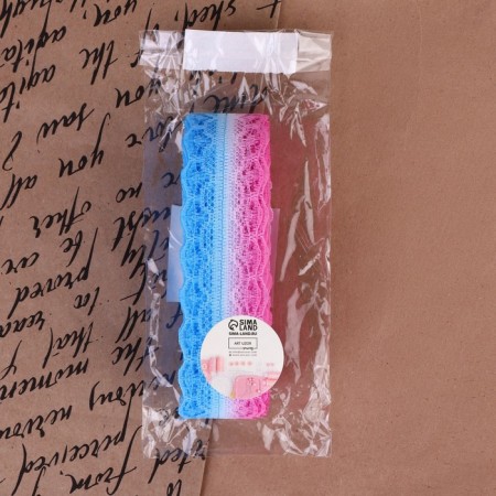 Capricon lace "gradient", 28 mm × 10 ± 1 m, pink/blue # 5-3