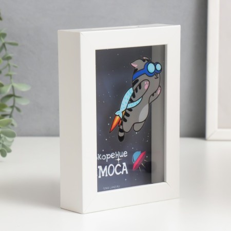 Interior plastic piggy bank "A cat with a backpack rocket - to conquer the space" 17x12x3.8 cm-1