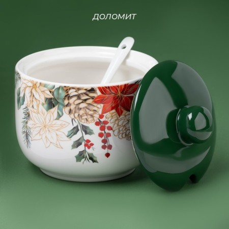 Sugar of the New Year's share "Christmas evening", 550 ml, ceramics, white color-1