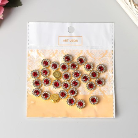 Decor for creativity plastic "Deep red flower" set 30 pcs 1x1x0.5 cm-2