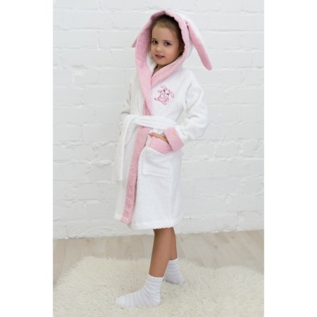 Baby robe "Bunny", height 104 cm, white+pink, Makra-3
