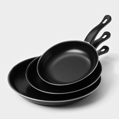 Set of the jacqueline pan, 3 subjects: 20/25/30 × 4 cm, anti -stick coating, black color