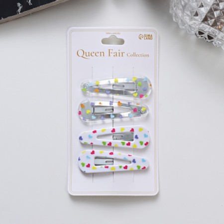Invisible hair "Gloria", set 4 pcs., Hearts, 5 cm-2
