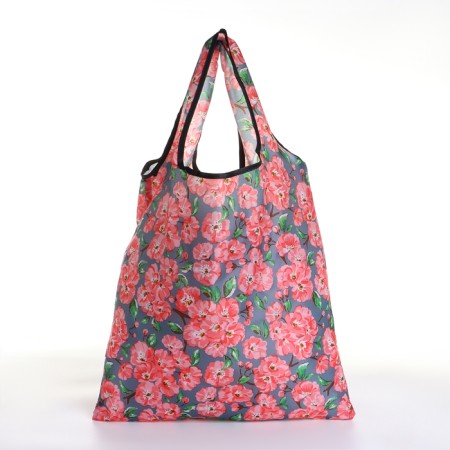 Household bag without fastening, folding, gray/pink color-1