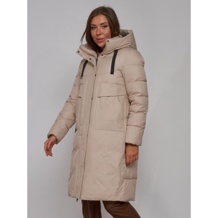 Coat insulated winter female, size 50, beige color-8