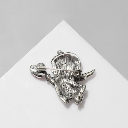 Brooch "Cupid" girl, red-white color in black silver-1