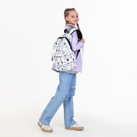 Youth backpack from lightning textiles, external pocket, penalty, white color-8