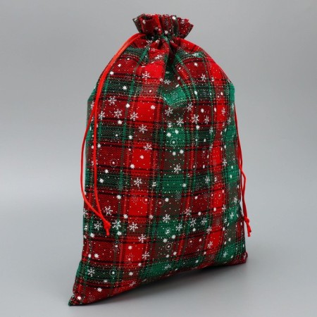 Bag gift canvas “Frost and Sun”, snowflakes, 30 x 40 cm +/- 1.5 cm, New Year-1
