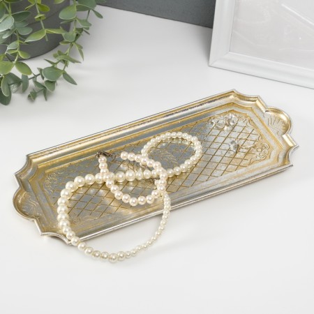 Interior polystone stand “Illusion. Flower” gold with a patina 28.5x11x1 cm-1