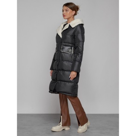 Coat insulated winter female, size 50, black color-1