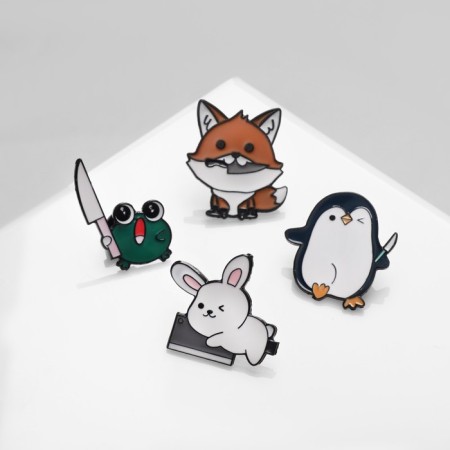 Set of badges (4 pcs.) "Dangerous animals", colored in ferrous metal-2