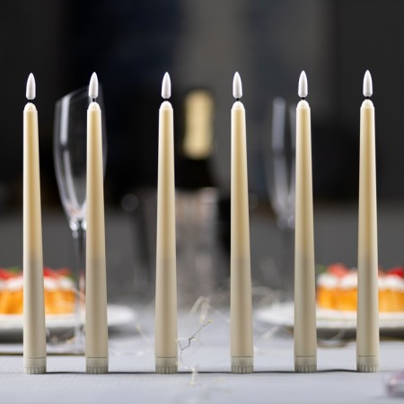 LED candle wax "classics", 2x27 cm, AAAX2 (not in the set), set 6 pcs, t/white-1