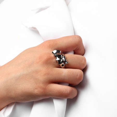Ring Metal "shell" shell, color silver, size 18-3