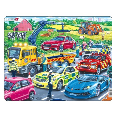 Larsen puzzle “Rescue cars on the highway”, 26 elements