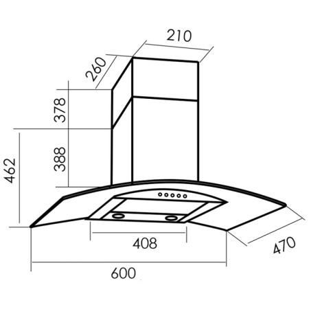 Exposure MBS RUTA 160 GLASS, fireplace, 600 m3/h, 3 speeds, 60 cm, glass/silver-1
