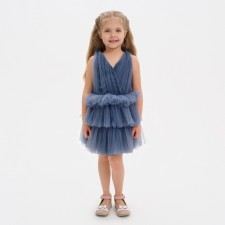 An elegant dress for the girl KAFTAN, height 122-128 cm (34), the color is gray-blue