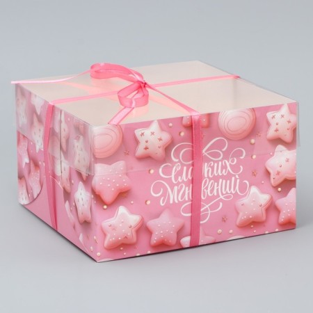 Capcake box, confectionery packaging, 4 cells "Sweet Moments", 16 x 16 x 10 cm-1