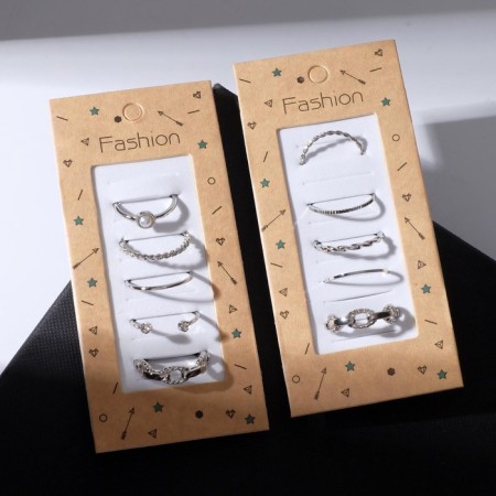 Ring set 5 pieces "perfect fingers" shine, white color in silver-3