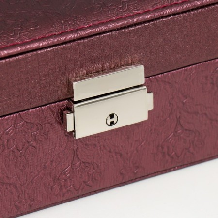 Casket to the leatherette for jewelry "Damascus" wine 7.5x22x15 cm-1