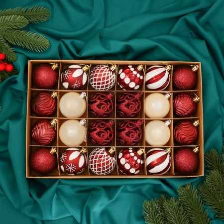 Set of balls plastic D-6 cm, 24 pcs "Melody" Assorted Lux, Belo-Bordy