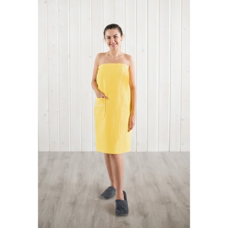 Pareo female, lemon color, waffle canvas