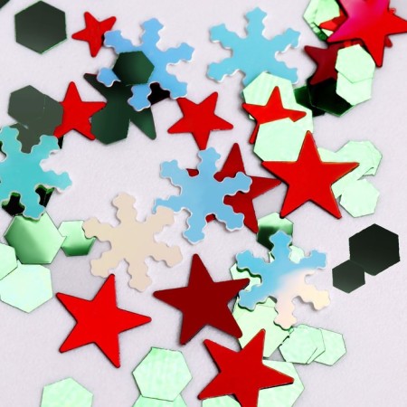 Sequins for decor, "Christmas", green/blue/red color-1