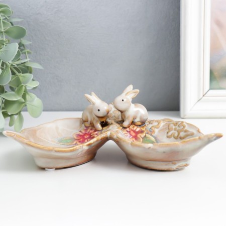 Souvenir Ceramics stand "Bunnies at flowers" 11.5x17x6 cm