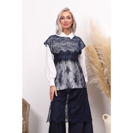 Women's tunic, size 44, blue color-8