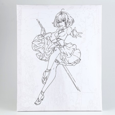 Picture on numbers on canvas with a subframe "Girl with a blade", 40 x 50 cm-2