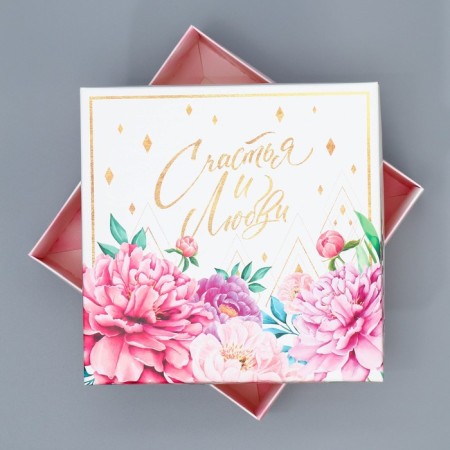 Gift folding box, packaging, "flowers", 17 x 17 x 7 cm-3