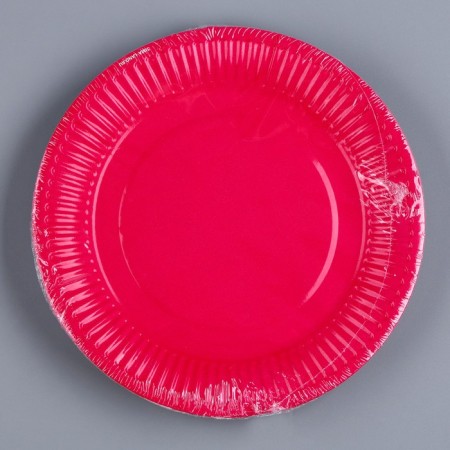 Disposable paper plate "fuchsia", plain, 18 cm-5