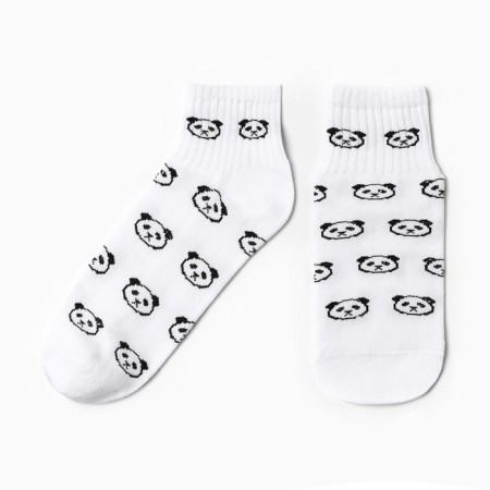 Women's socks shortened "Panda", white color, rr 23-25