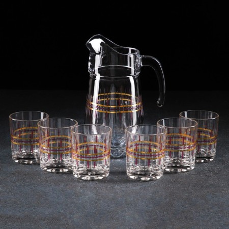 Drinking drink “Flinking”, 7 items: a jug of 1.34 liters, low glasses 250 ml, 6 pcs