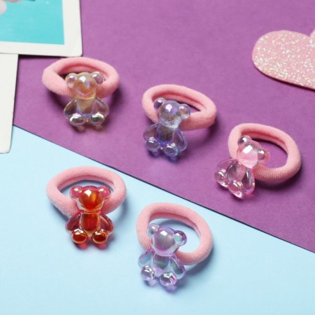 Hair gum "Baby" (set 10 pcs) Bear gloss, mix-1