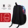 School backpack from lightning textiles, external pocket, blue/red color