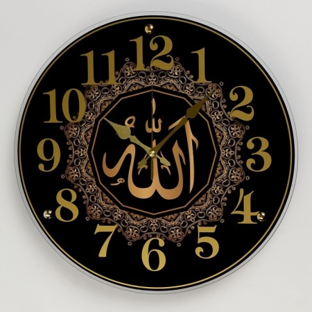 Wall clock, interior "Allah", D-39 cm, silent, black body-3