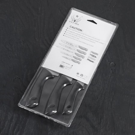 A set of kitchen knives "Eneolit", 3 objects, blade 8.5 cm, 17 cm, 20 cm, black color-5