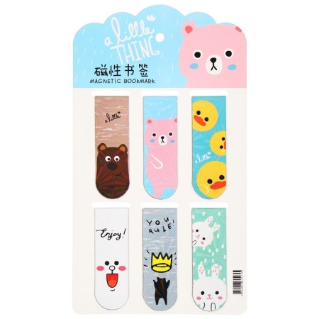 A set of magnetic bookmark for books Calligrata 6 pieces, "animals", mix-1