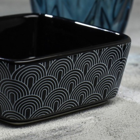 Ceramic ornament sauce, 8.5 x 8.5 x 3.5 cm, black color-2