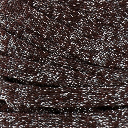Knitted yarn "Ribbon" with Lurex 85m/170 ± 5 g (coffee, lurex: silver)-2