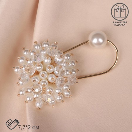 Pins "flower" pearl hydrangea, 7.7 cm, white color in gold-2