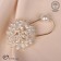 Pins "flower" pearl hydrangea, 7.7 cm, white color in gold