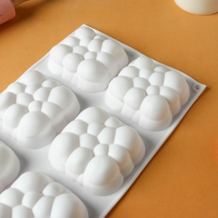Form for baking and mousse desserts Konfinetta "Cloud", silicone, 30 × 18.8 × 3.5 cm, 6 cells (7.4 × 7.4 cm), white color-3