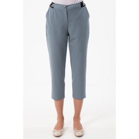 Female trousers, size 42, gray-green color-1