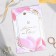 Invitation to a wedding on the eyelets “It all starts with love”, a pink feather 10 x 15 cm