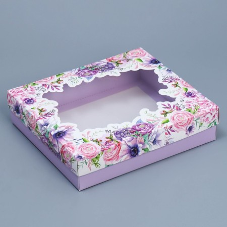 Gift box, packaging, "flowers", 23.5 x 20.5 x 5.5 cm-1