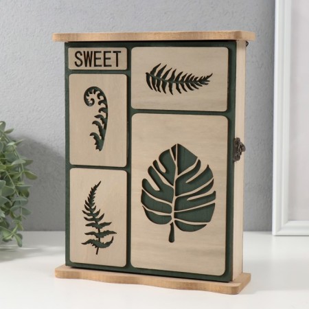 Keywood tree 6 hooks "leaves" 6.2x19.5x25.2 cm-2
