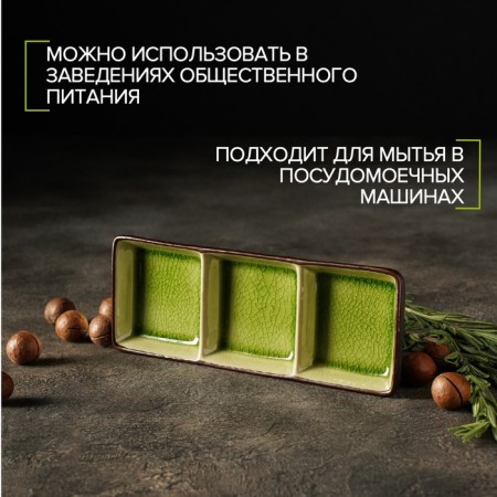 Menzhitsa ceramic 3 sections "Tallula", 20.5 × 7.5 × 2.5 cm-2